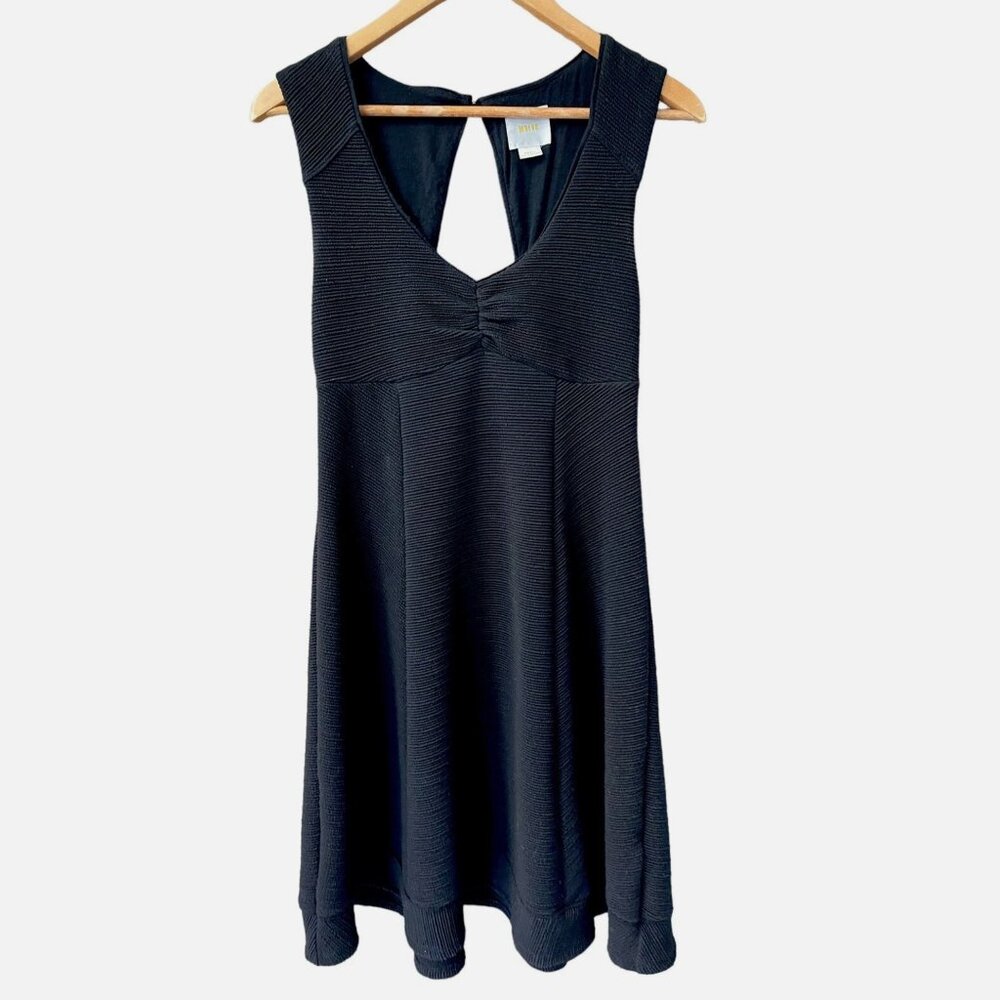 Maeve Anthropologie Black Textured Sweetheart Fit Flare A-Line Swing Dress S